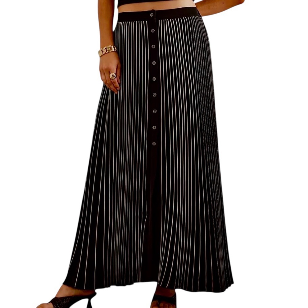 New Maeve Anthropologie Skirt Size XL Black Full Pleated Midi Maxi Party Career